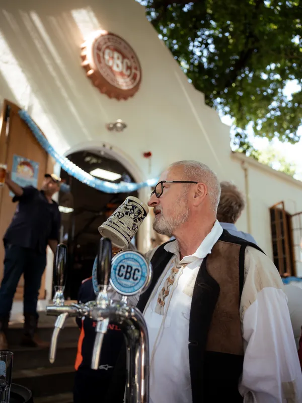 The keg tapped at the brewery door